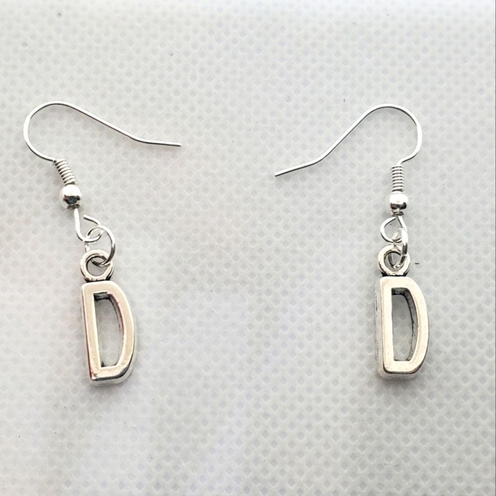 7/$10 D Initial Earrings, NEW